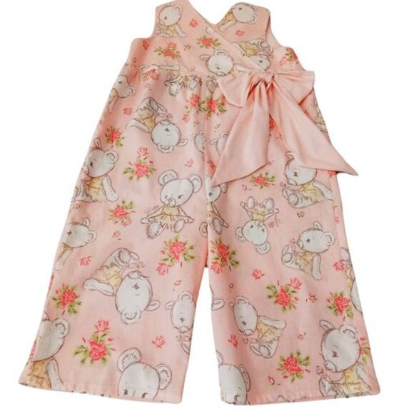 Troy x London 100% Cotton Light Pink Teddy Bear Printed Kids Romper